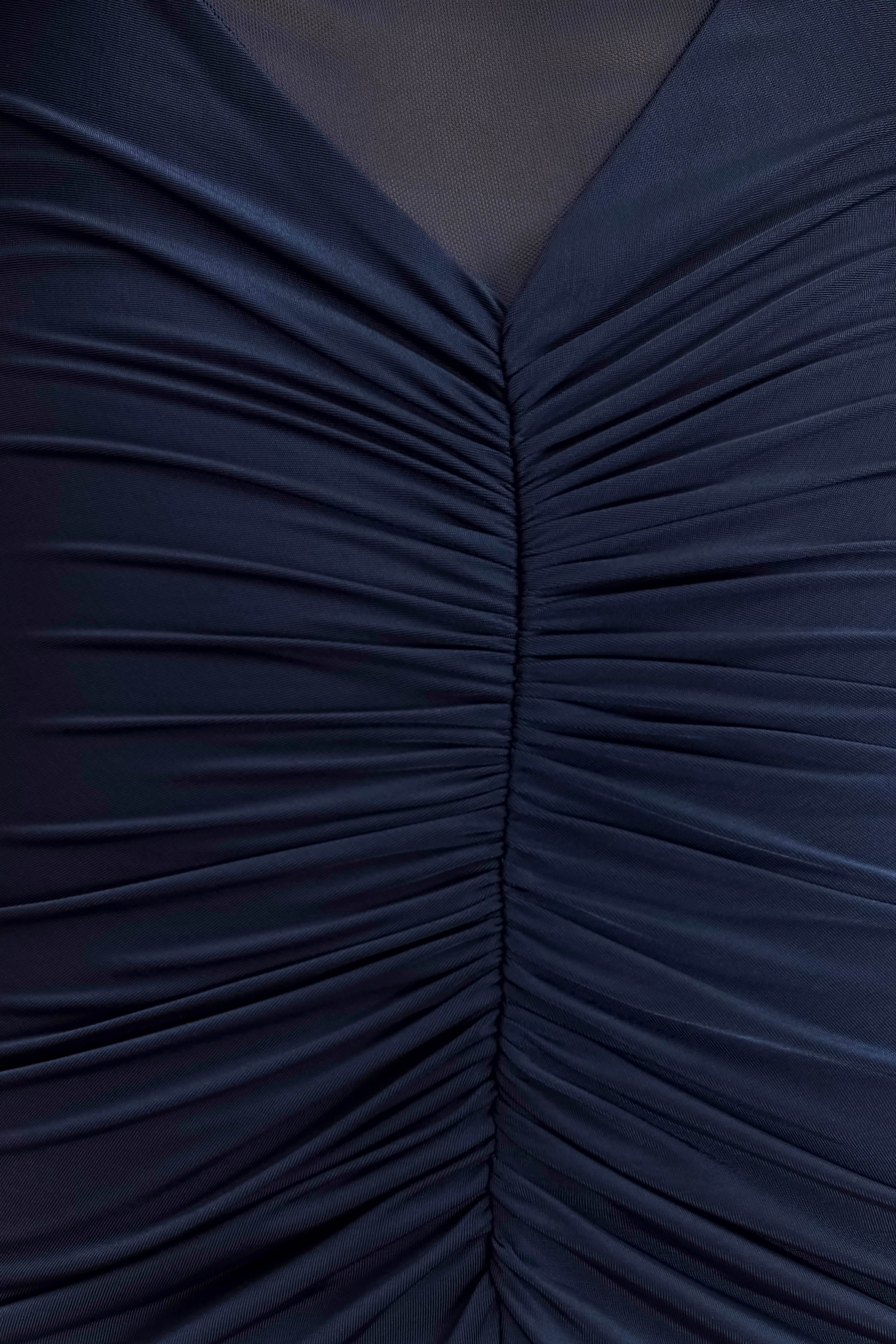 Kaitlin One Shoulder Slinky And Mesh Maxi Dress - Midnight Blue