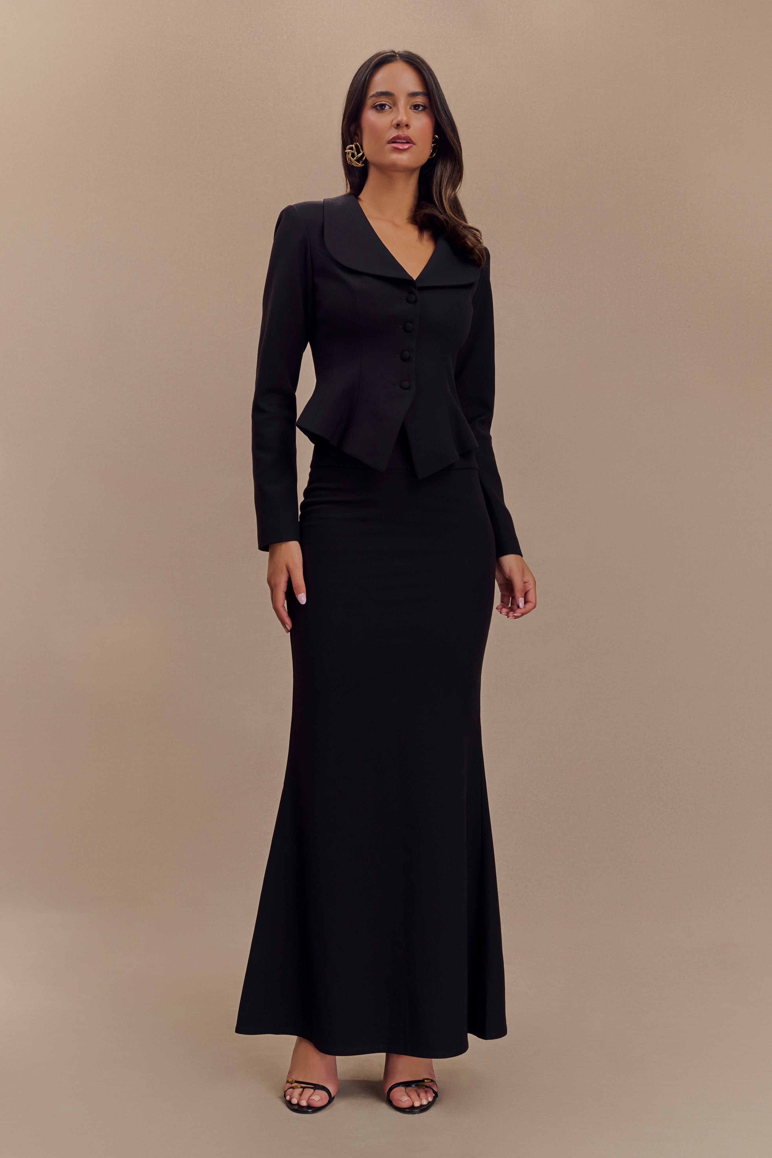 Grace Suiting Maxi Skirt - Black