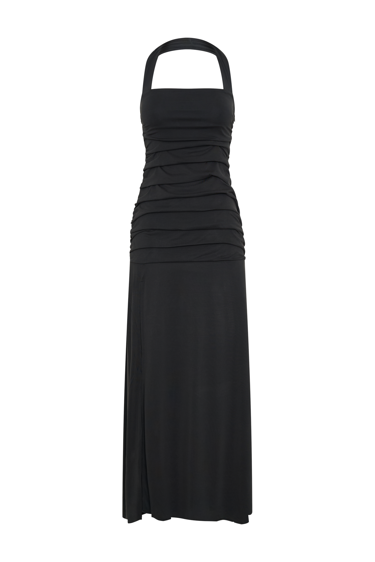 Bentley Peached Jersey Halter Maxi Dress - Black
