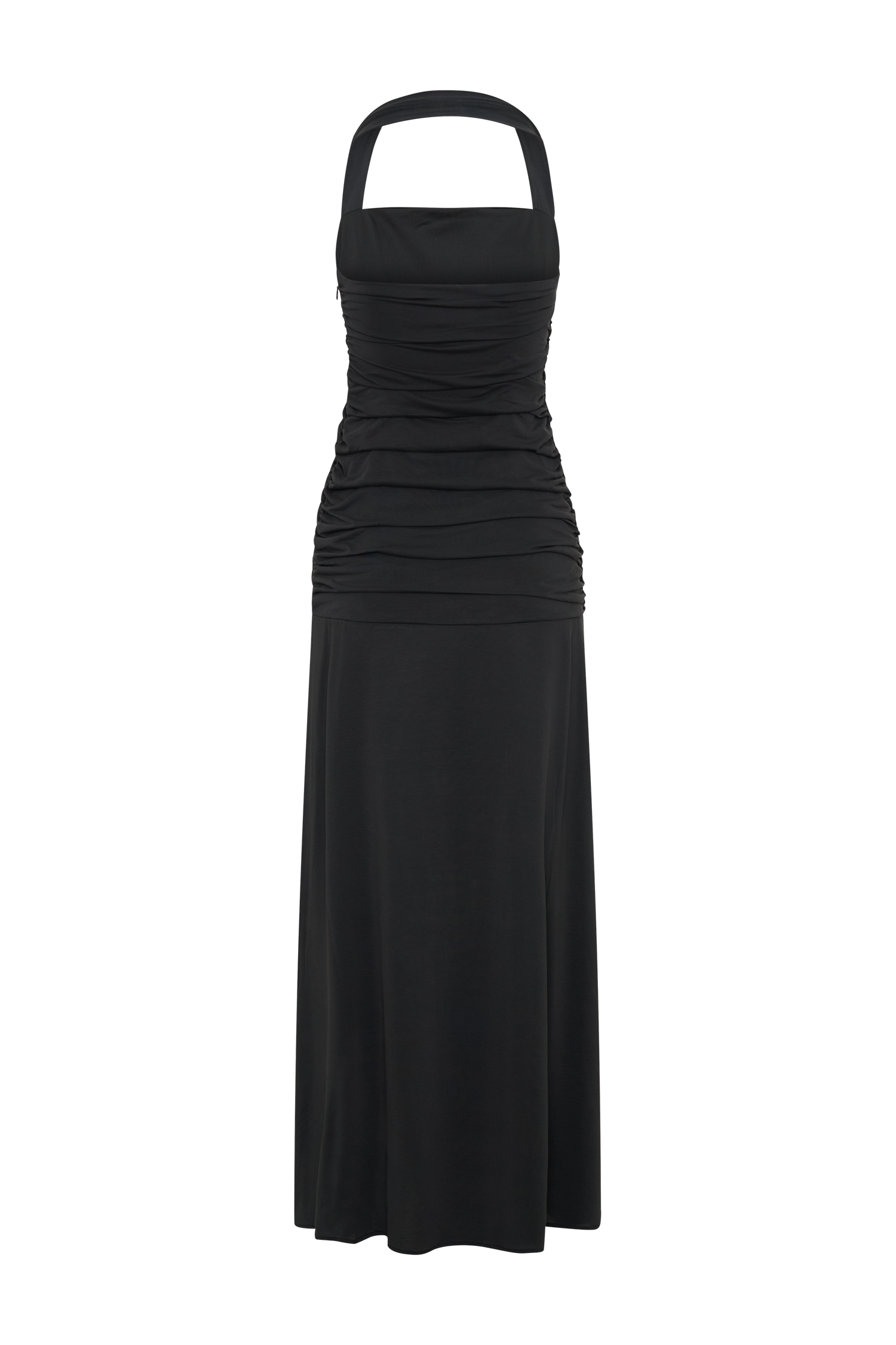 Bentley Peached Jersey Halter Maxi Dress - Black