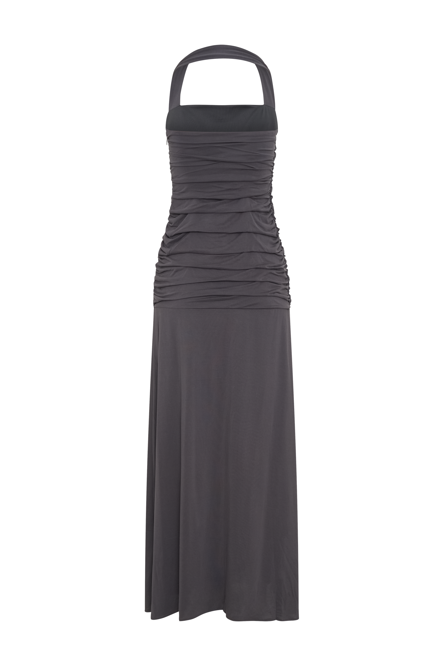 Bentley Peached Jersey Halter Maxi Dress - Charcoal