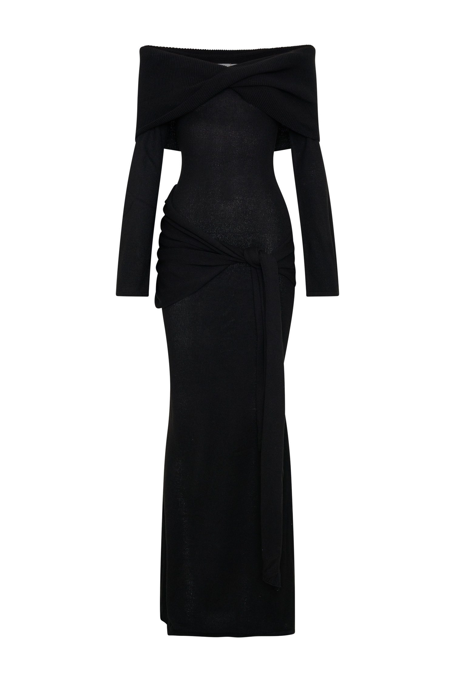 Cameron Off Shoulder Tie Maxi Dress - Black