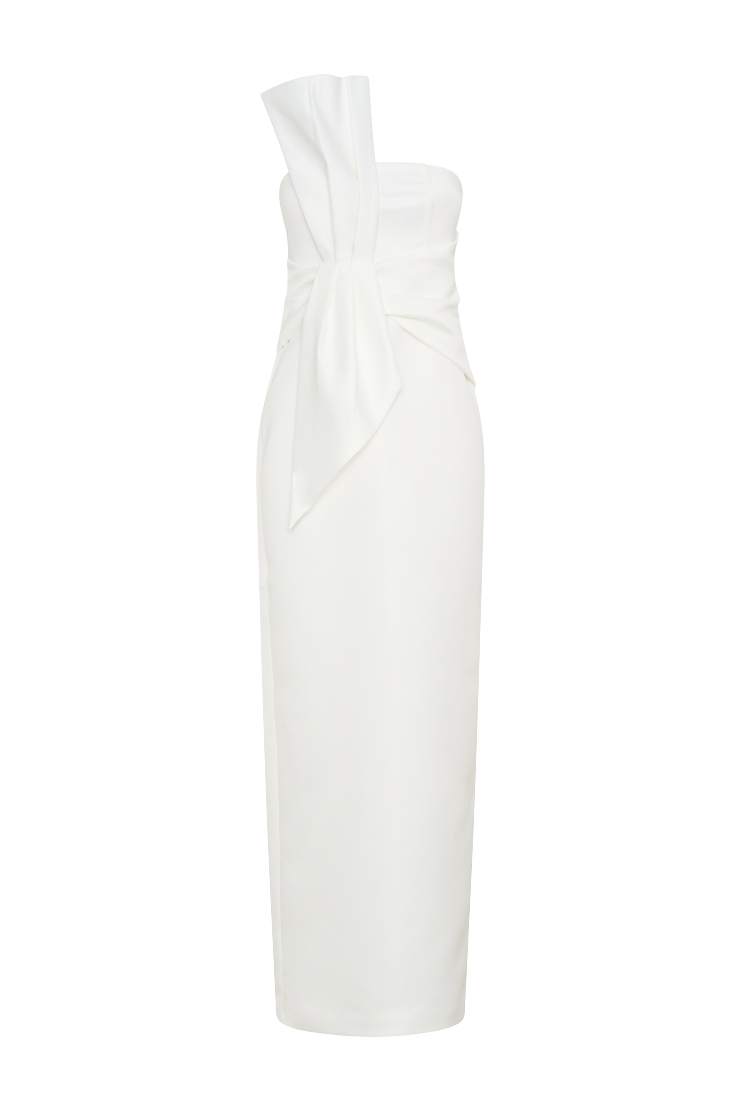 Cyrill Strapless Satin Structured Maxi Dress - White