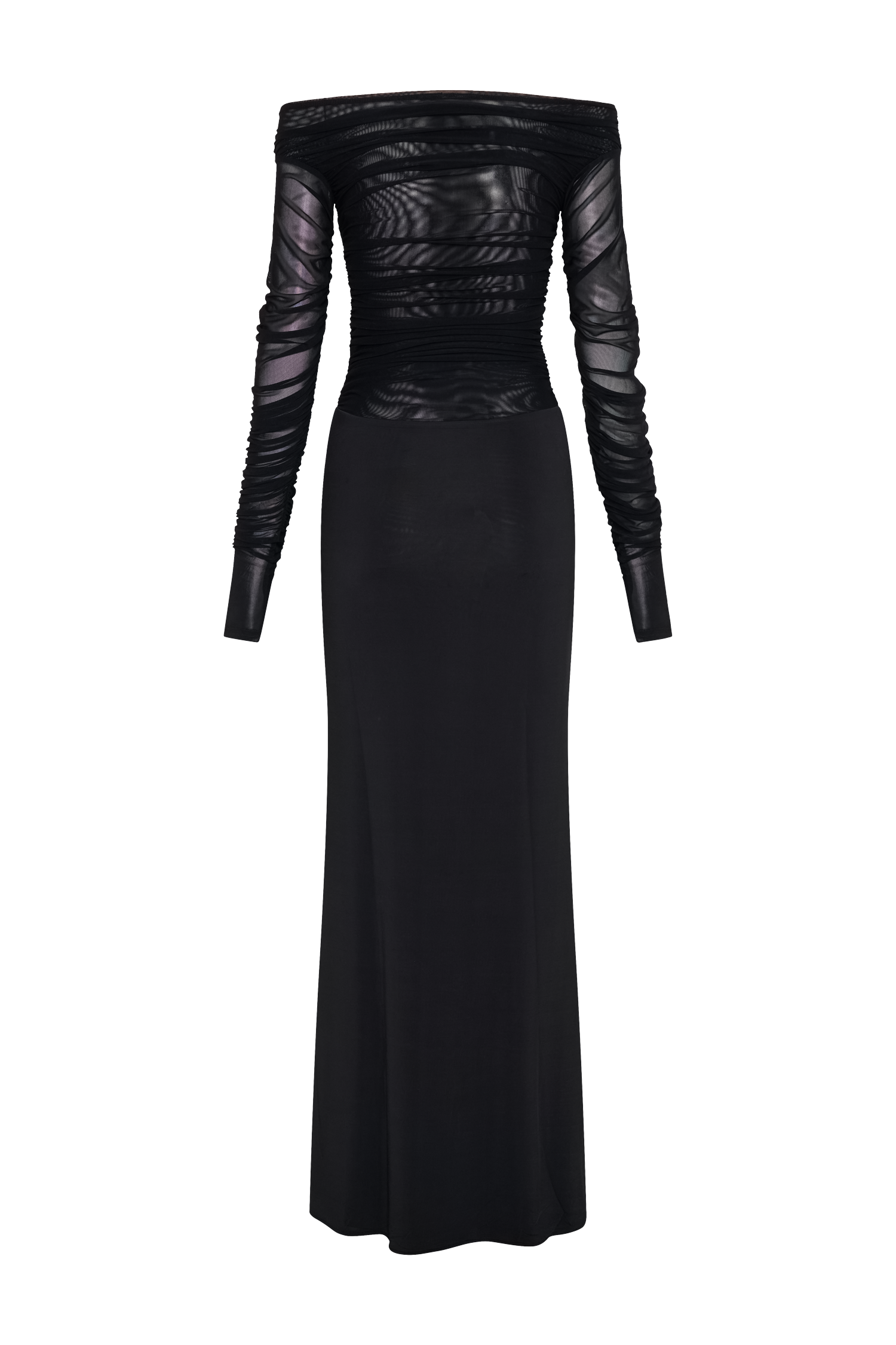 Darla Mesh And Slinky Off Shoulder Maxi Dress - Black