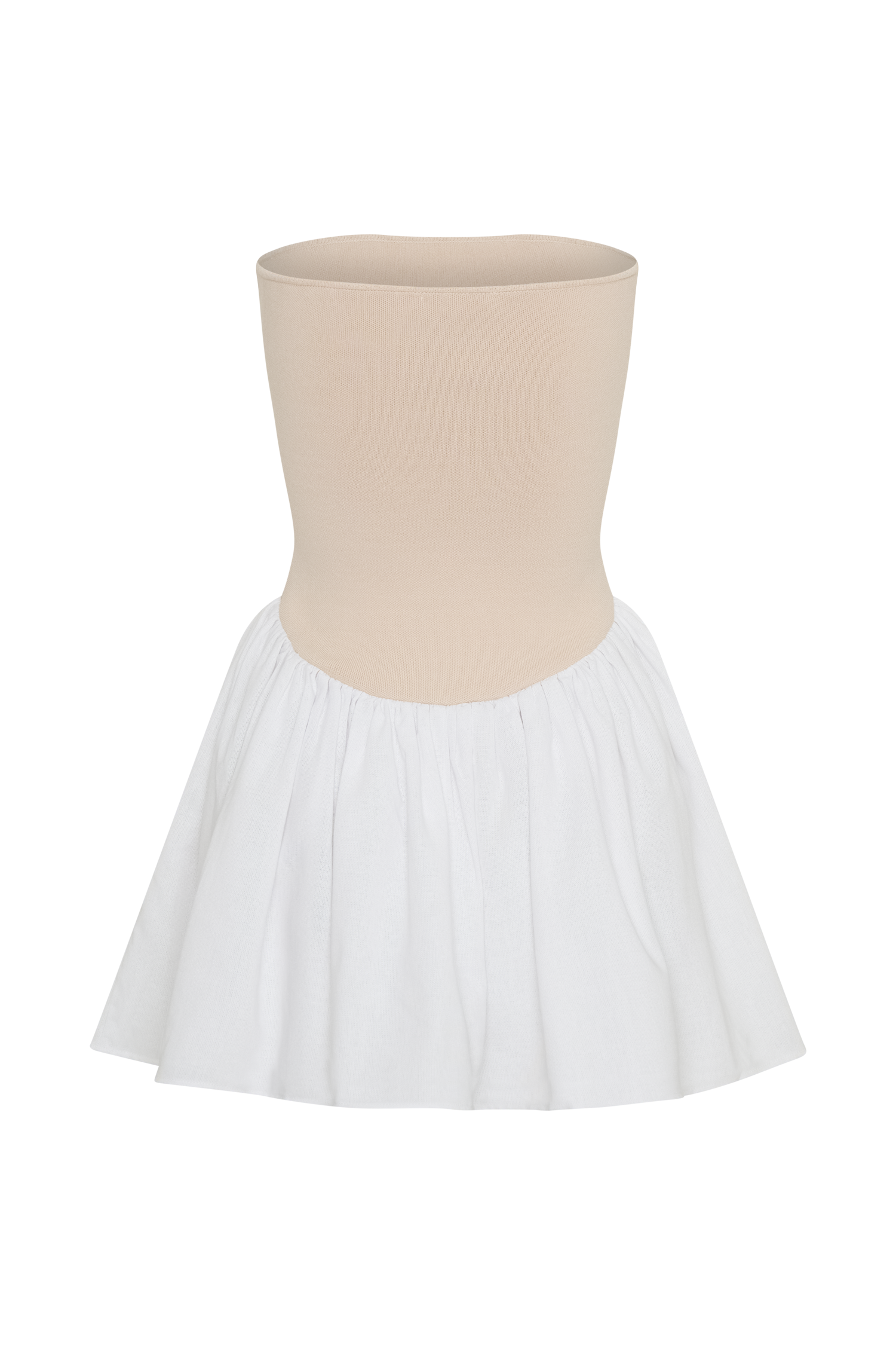 Hannah Knit And Linen Mini Dress - Natural/White