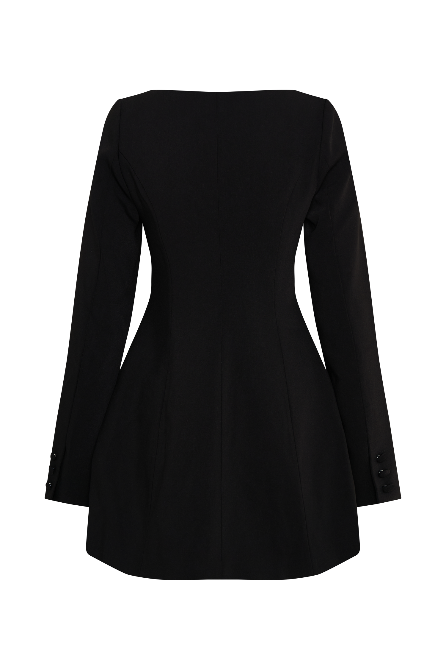 Jolie Boat Neck Suiting Mini Dress - Black