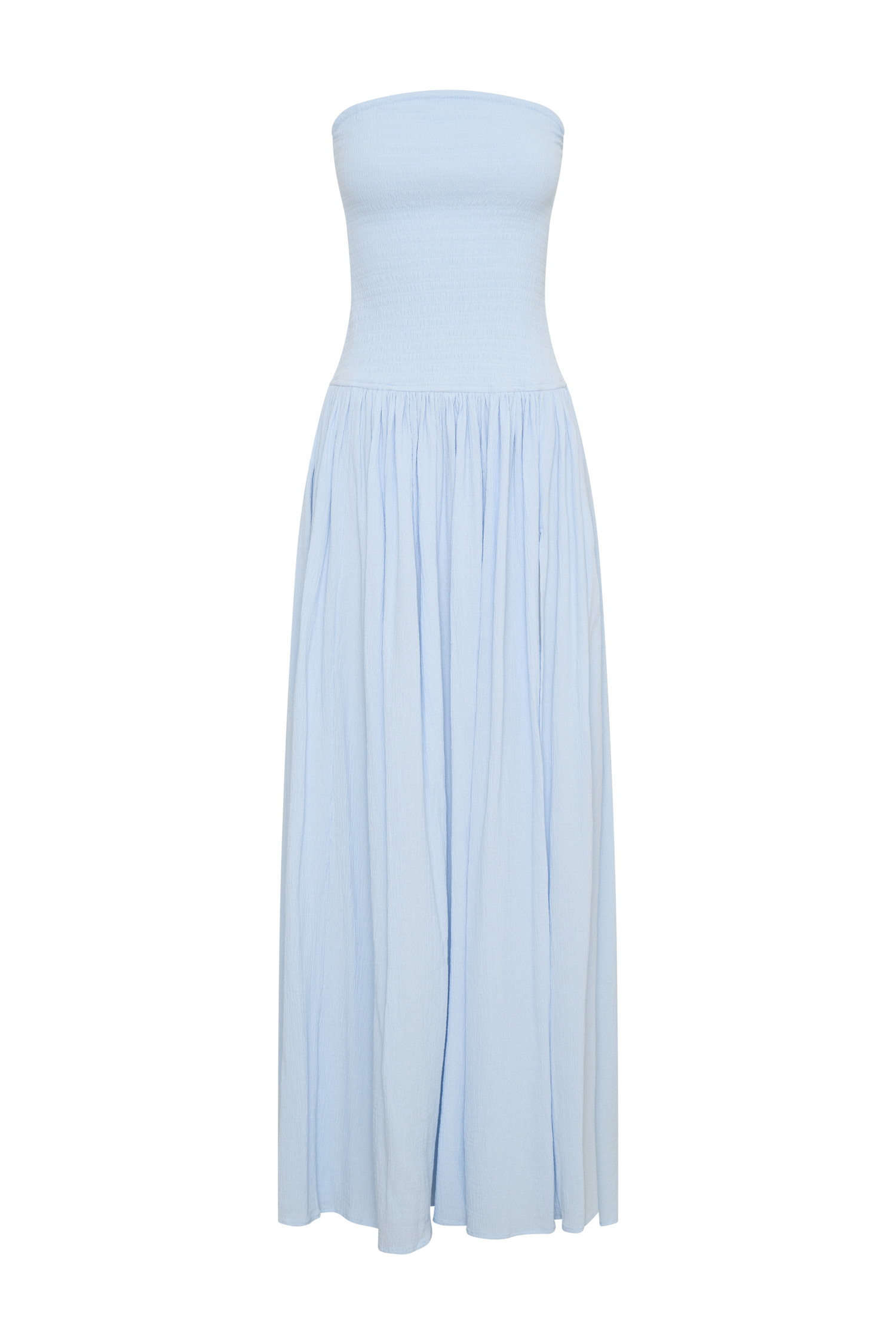 Maureen Cotton Shirring Maxi Dress - Powder Blue