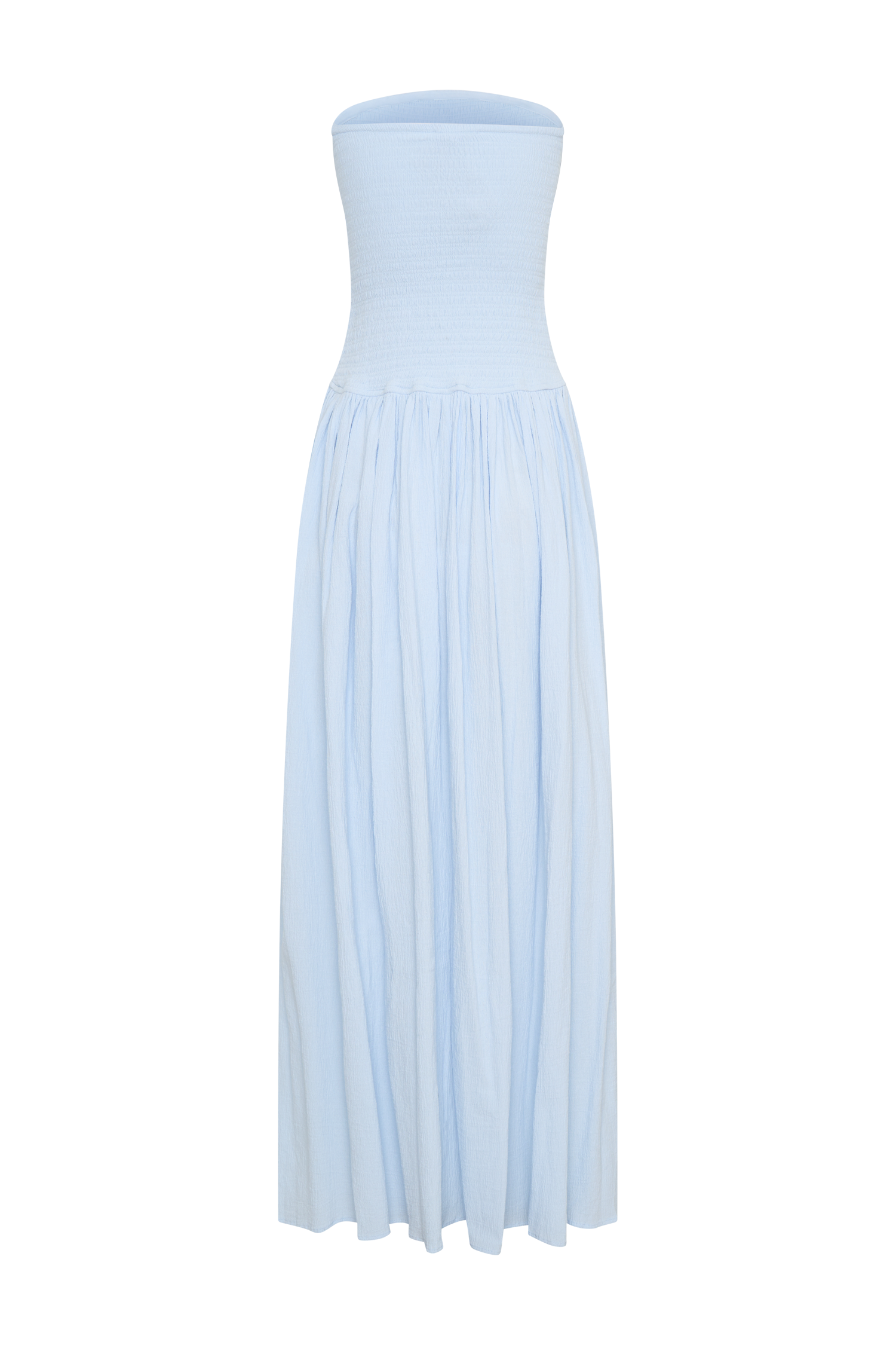 Maureen Cotton Shirring Maxi Dress - Powder Blue