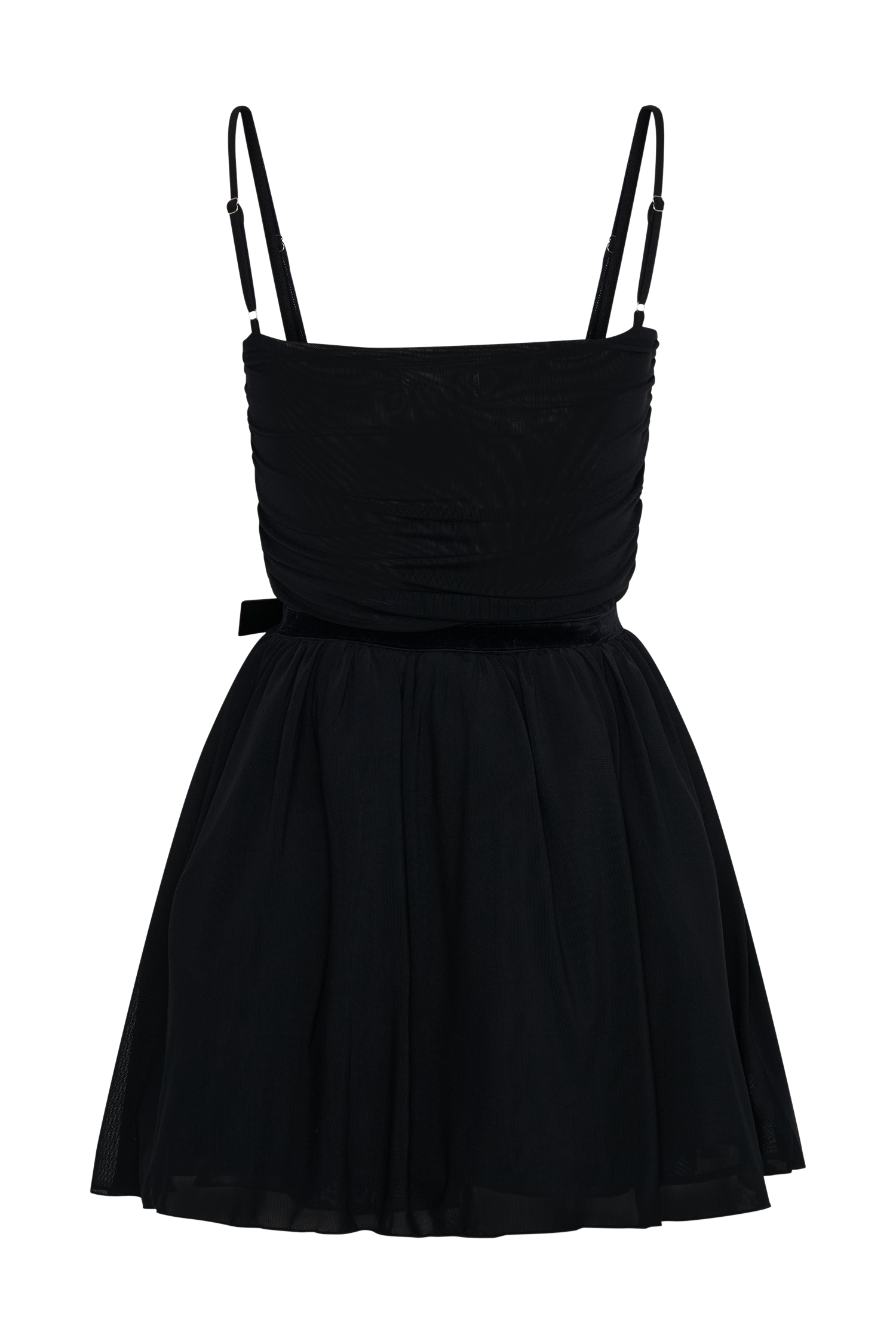 Mischa Mesh Mini Dress With Flower - Black