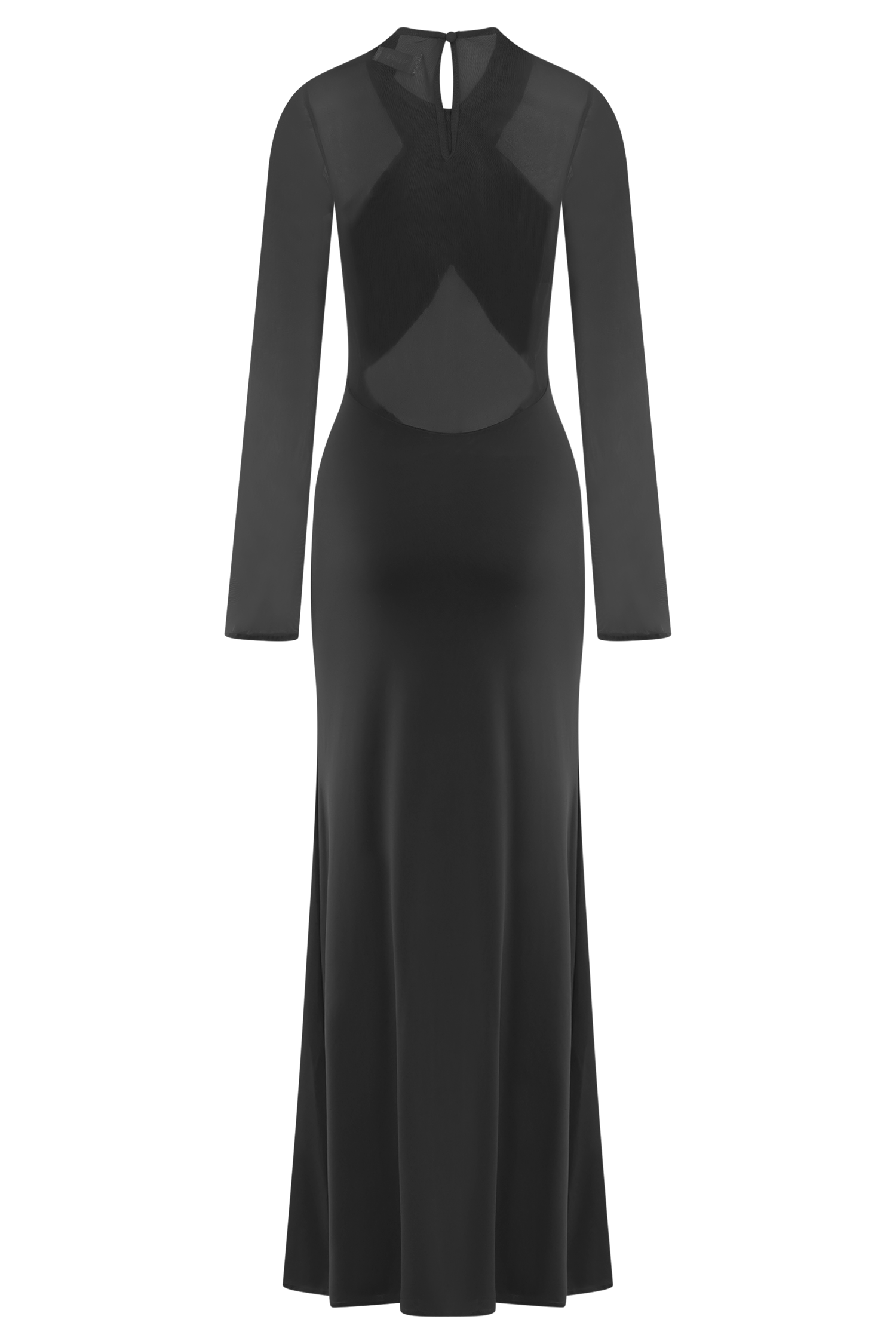 Tania Slinky And Mesh Long Sleeve Maxi Dress - Black