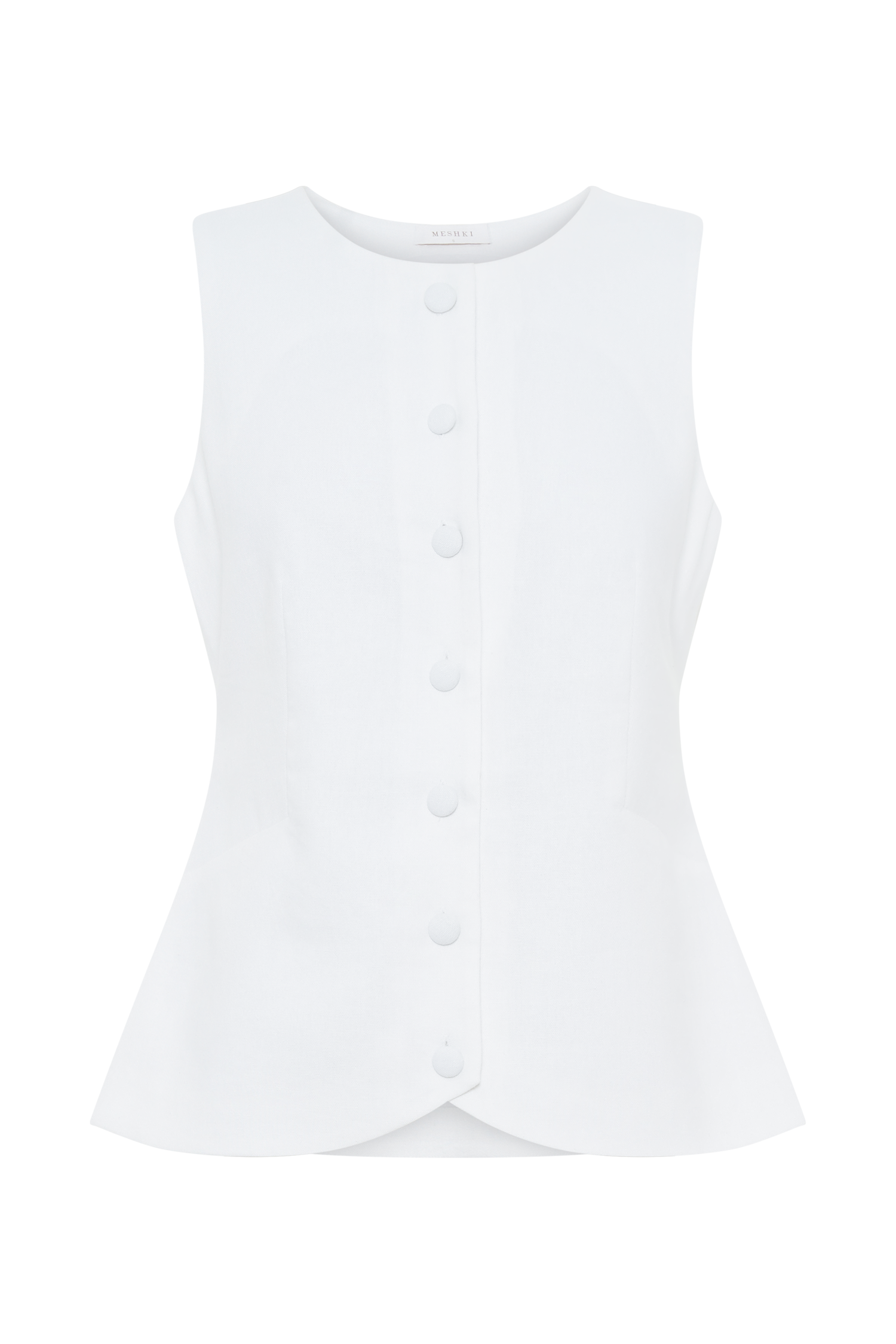 Laurence Sleeveless Linen Longline Top - White